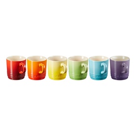 Stoneware Set of Six Rainbow Cappuccino Mugs
