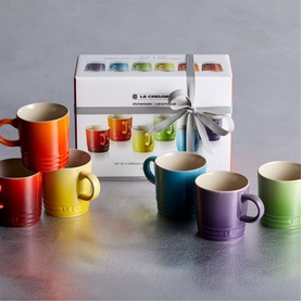 Stoneware Set of Six Rainbow Cappuccino Mugs