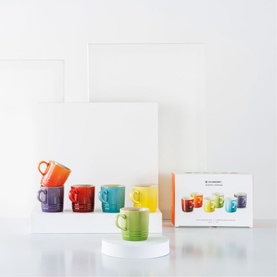 Stoneware Set of Six Rainbow Cappuccino Mugs