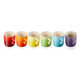 Stoneware Set of Six Rainbow Cappuccino Mugs