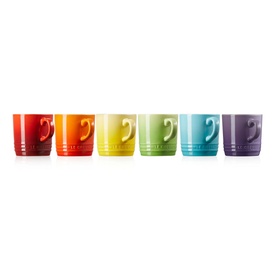 Stoneware Set of Six Rainbow Cappuccino Mugs