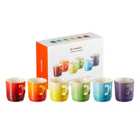 Stoneware Set of Six Rainbow Cappuccino Mugs