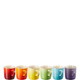 Stoneware Set of Six Rainbow Cappuccino Mugs