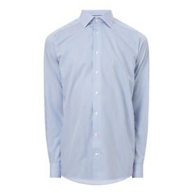 Eton Bengal Striped Regular Fit Shirt in blue, Kent collar, long sleeves, button front, fine Bengal stripes, single cuff