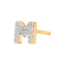 Pav&eacute; Gold Plated Initial Stud Earring M