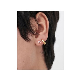 Pav&eacute; Gold Plated Initial Stud Earring M