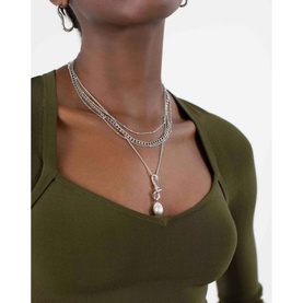 Molten Baroque Pearl Drop Pendant Necklace
