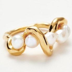Molten Pearl Twisted Stack Ring