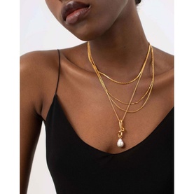 Molten Baroque Pearl Drop Pendant Necklace
