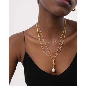 Molten Baroque Pearl Drop Pendant Necklace