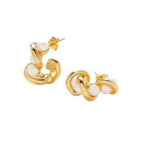 Molten Pearl Twisted Mini Double Hoop Earrings