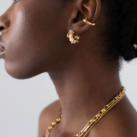 Molten Pearl Twisted Mini Double Hoop Earrings