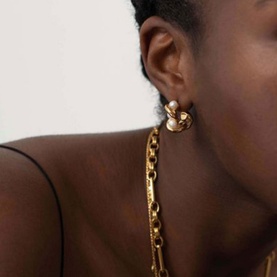 Molten Pearl Twisted Mini Double Hoop Earrings