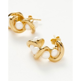 Molten Pearl Twisted Mini Double Hoop Earrings