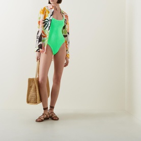 Square Neck Crinkle Swimsuit