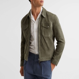 Pike Suede Zip-Through Trucker Jacket