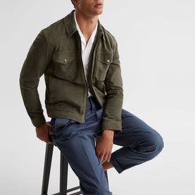 Pike Suede Zip-Through Trucker Jacket