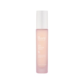 Bare by Vogue Face Tanning Serum in Light, pink glass bottle with white pump cap, gradual self-tan serum