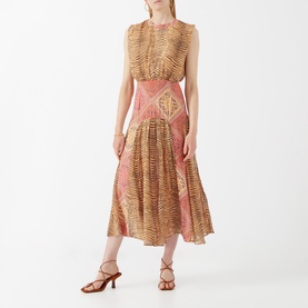 Coralie Tiger Scarf Print Midi Dress