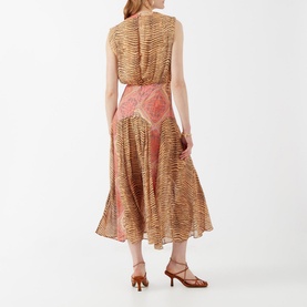 Coralie Tiger Scarf Print Midi Dress