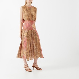 Coralie Tiger Scarf Print Midi Dress