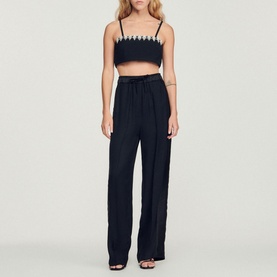 Drawstring Wide Leg Trousers
