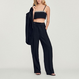 Drawstring Wide Leg Trousers