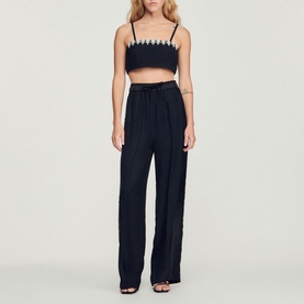 Drawstring Wide Leg Trousers