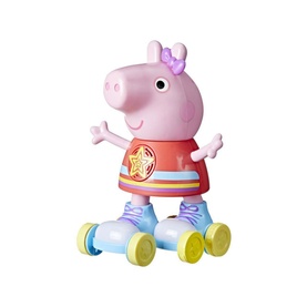 Peppa Pig Roller Disco Peppa electronic figure in pink, on roller skates, with light-up star detail and purple hair bow