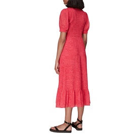 Shirred Checkerboard Midi Dress