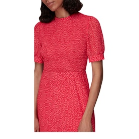 Shirred Checkerboard Midi Dress