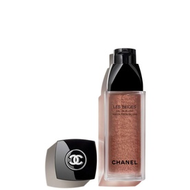 CHANEL Les Beiges Water-Fresh Blush in Warm Pink, 15ml dropper bottle with shimmer fluid and black cap beside it