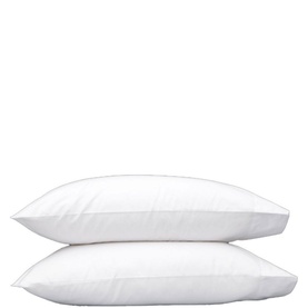 Piubelle Lisa Housewife Pillowcase Pair in white, plain housewife-style cases, shown stacked, fits 50x75cm pillow