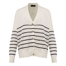 Alana Linen Breton Stripe Cardigan