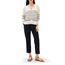 Alana Linen Breton Stripe Cardigan