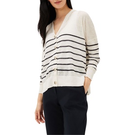 Alana Linen Breton Stripe Cardigan