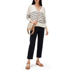 Alana Linen Breton Stripe Cardigan