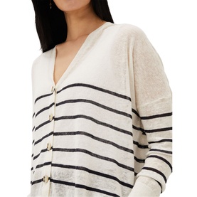 Alana Linen Breton Stripe Cardigan