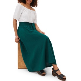 Amorette Belted Linen Maxi Skirt