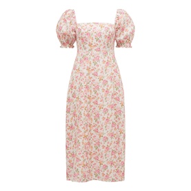 Carson Linen Square Neck Midi Dress