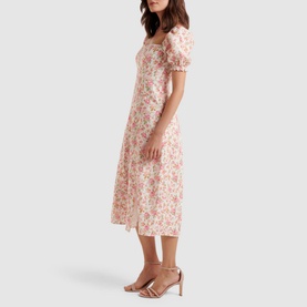 Carson Linen Square Neck Midi Dress