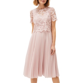 Samina Pleated Double Layer Lace Dress