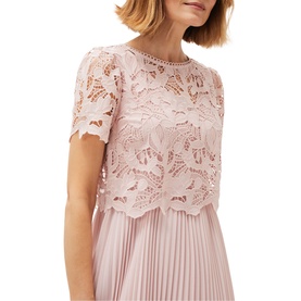 Samina Pleated Double Layer Lace Dress