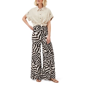 Isabelle Wide Leg Zebra Print Trousers