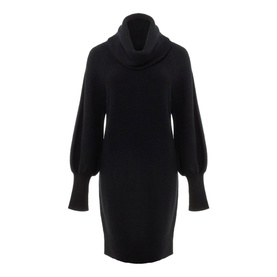 Phase Eight Dahlie Cowl Neck Dress in black, long sleeve knit with draped cowl neck, ribbed cuffs and relaxed fit