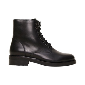 Phase Eight Lace Up Leather Boots in black, ankle style with lace-up front, low block heel, and ridged rubber sole