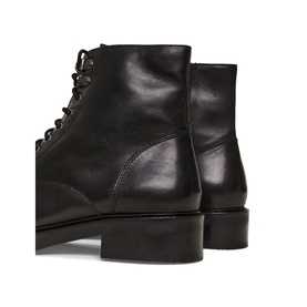Phase Eight Lace Up Leather Boots in black, ankle style with lace-up front, low block heel and leather upper, close-up back detail view