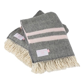 Pink and Grey Cashmere and Merino Throw