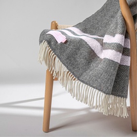 Pink and Grey Cashmere and Merino Throw
