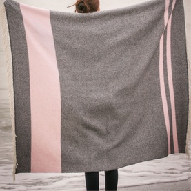 Pink and Grey Cashmere and Merino Throw